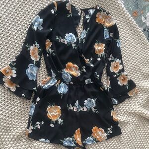 Black Floral Romper
